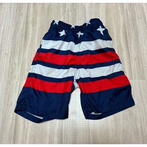 Kailua Surf Boys Swim Trunks Size 8 American Flag Stars Stripes Board Shorts